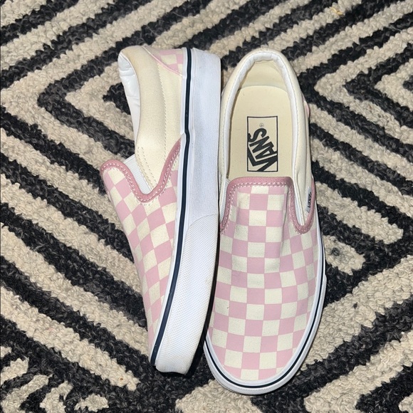Vans Pink and White Checkered Slip-Ons - Picture 3 of 6